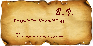 Bognár Varsány névjegykártya
